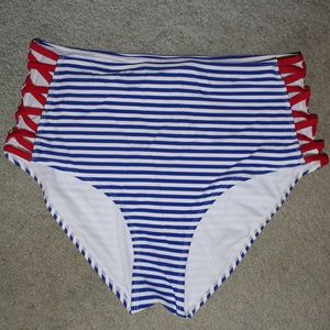 striped Bongo high waisted bathing suit bottoms